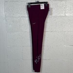 Nike Women's High-Rise Full-Length glitter Logo Leggings, Bordeaux  XS